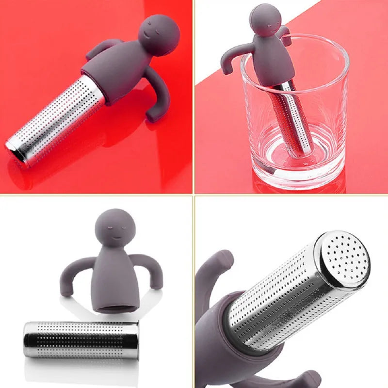 Creative Little Man-Shaped Tea Infuser with Silicone and Stainless Steel