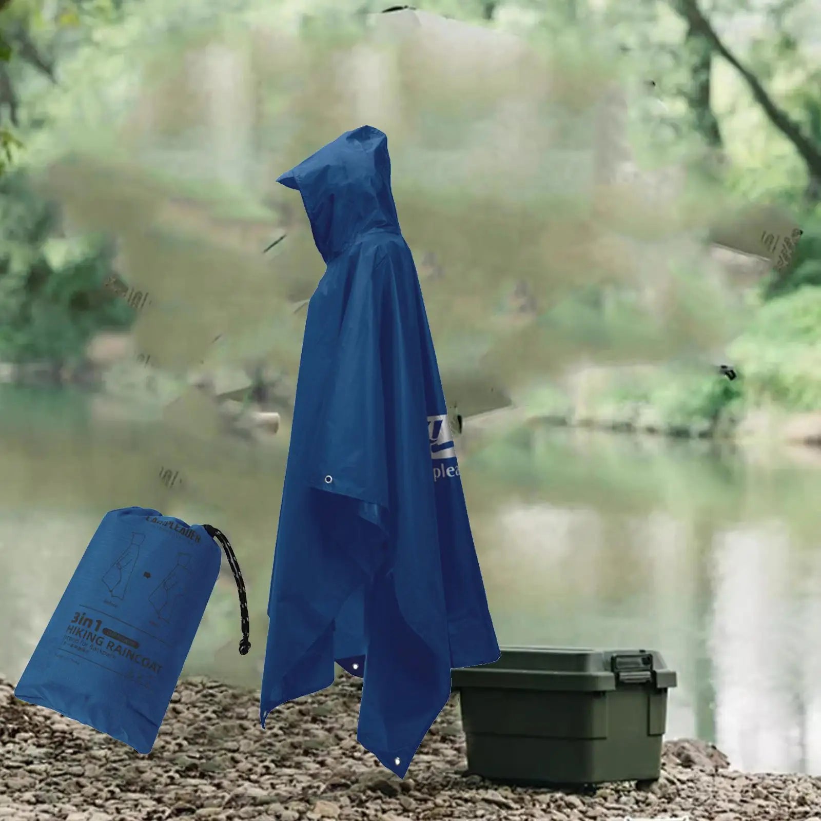 3-in-1 Waterproof Rain Poncho with Hood