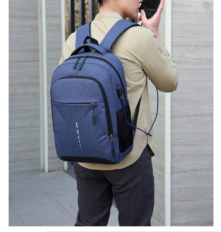 Classic Men Waterproof Backpack USB Charging Casual Travel Backpack Men Large Capacity Travel Laptop Backpack School Bag