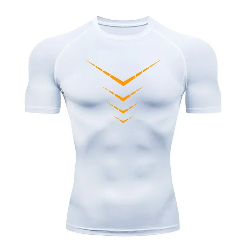 Compression Short Sleeve T-Shirt Men's Running Training Sports Wear Breathable Bodybuilding Top Workout Fitness Clothing
