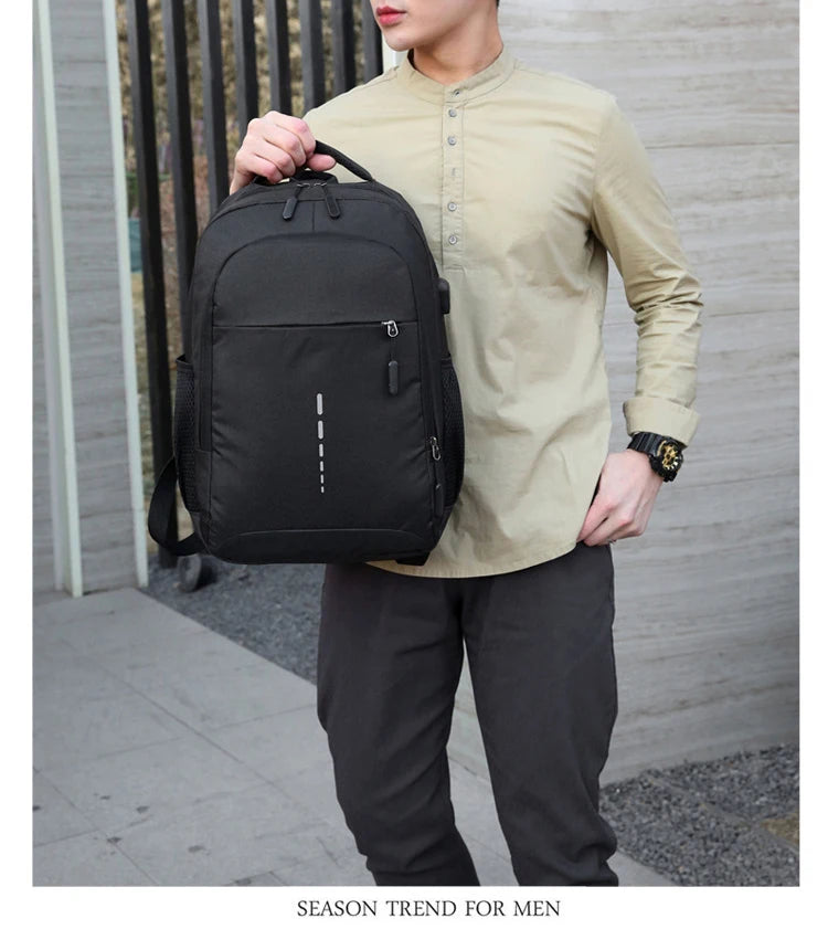 Classic Men Waterproof Backpack USB Charging Casual Travel Backpack Men Large Capacity Travel Laptop Backpack School Bag