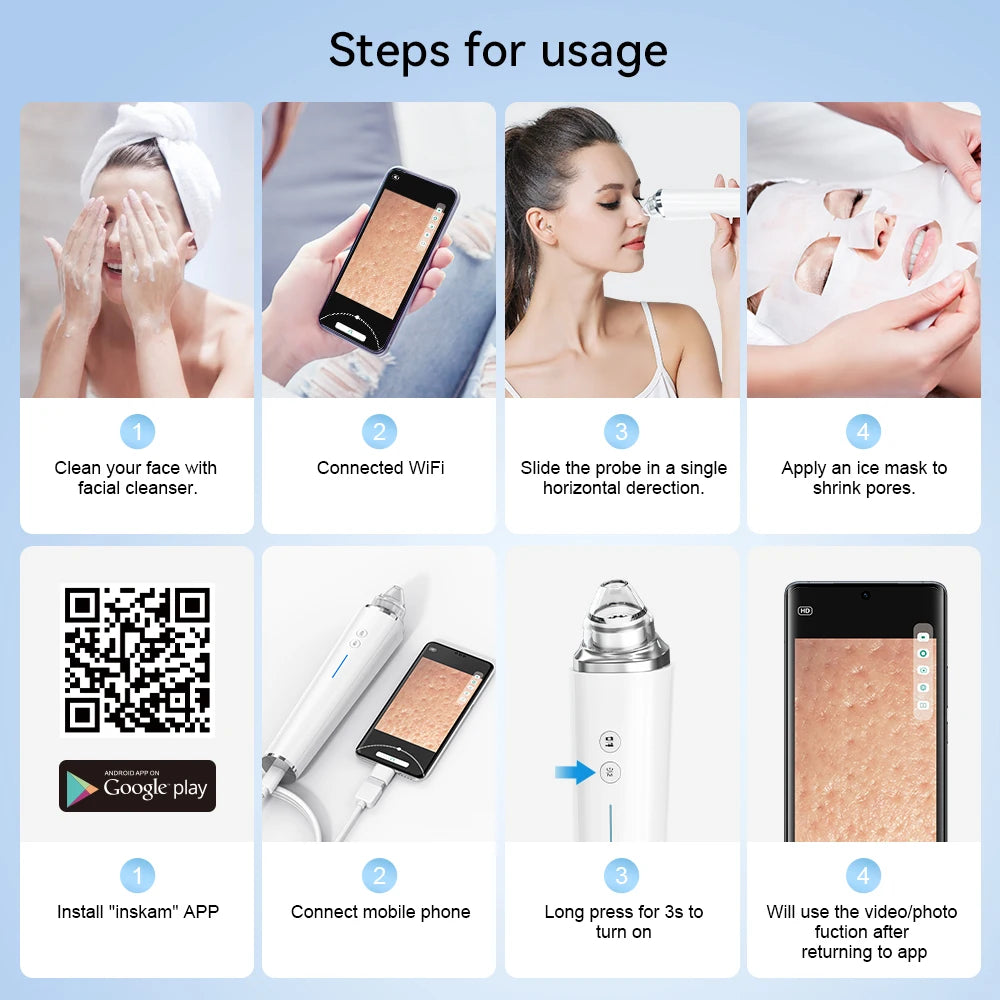Vacuum Acne Cleaner Electric Blackhead Remover Black Head Removal Facial Deep Cleansing Pore Cleaner Machine Skin Care Tools