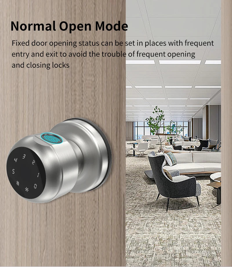 Smart Fingerprint Door Knob with Keypad