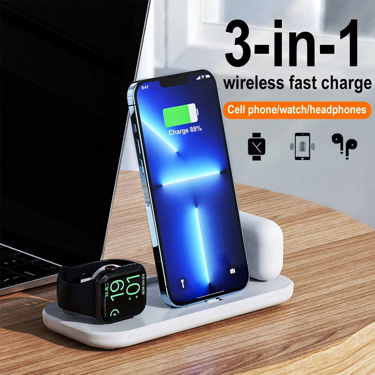 3-in-1 Wireless Charging Station for Apple Devices