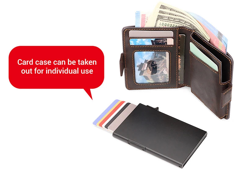 Retro Genuine Leather Airtag Wallet with RFID Blocking