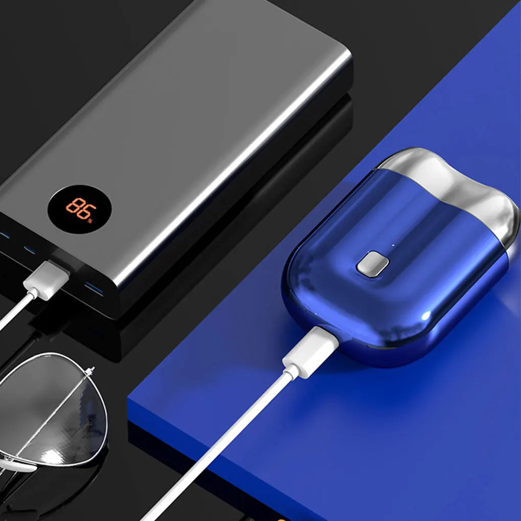 Mini Portable Double Head Electric Shaver Magnetic Suction Head Rechargeable Type-C Rapid Charging IPX7 waterproof