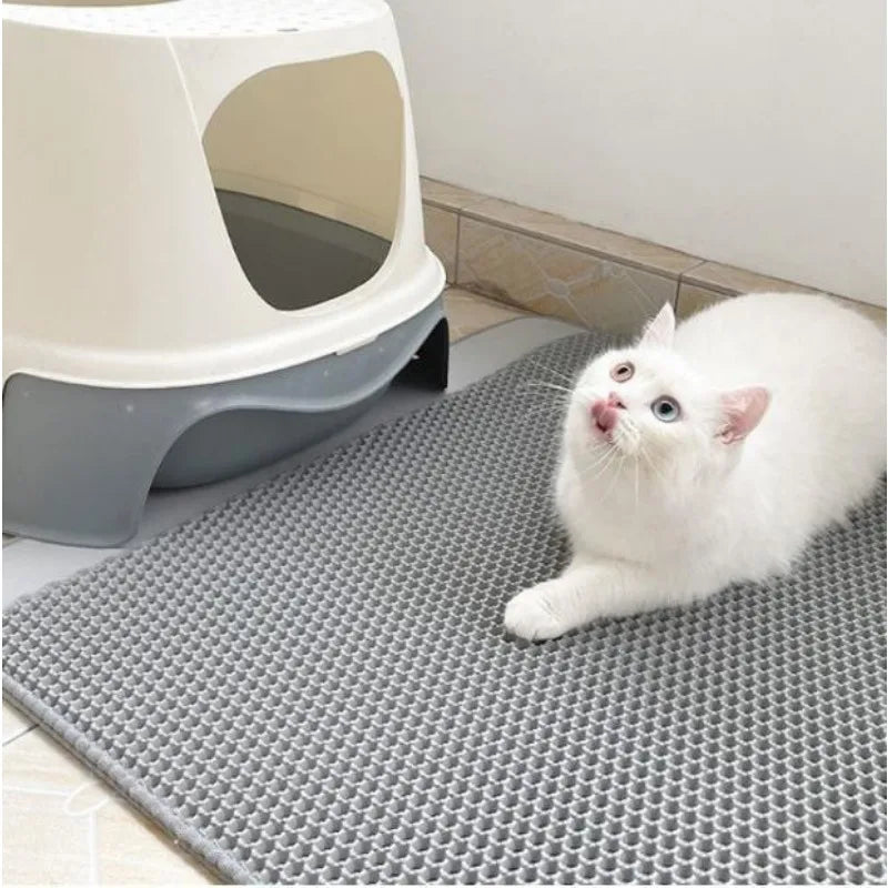 Double Layer Waterproof Cat Litter Mat - Foldable EVA Trapping Carpet