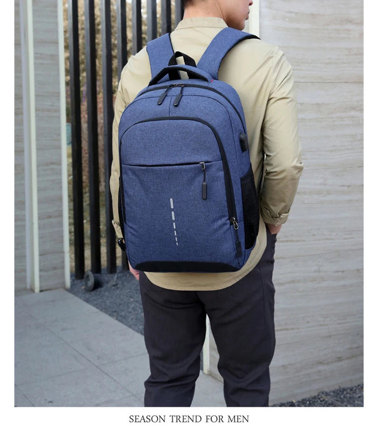 Classic Men Waterproof Backpack USB Charging Casual Travel Backpack Men Large Capacity Travel Laptop Backpack School Bag
