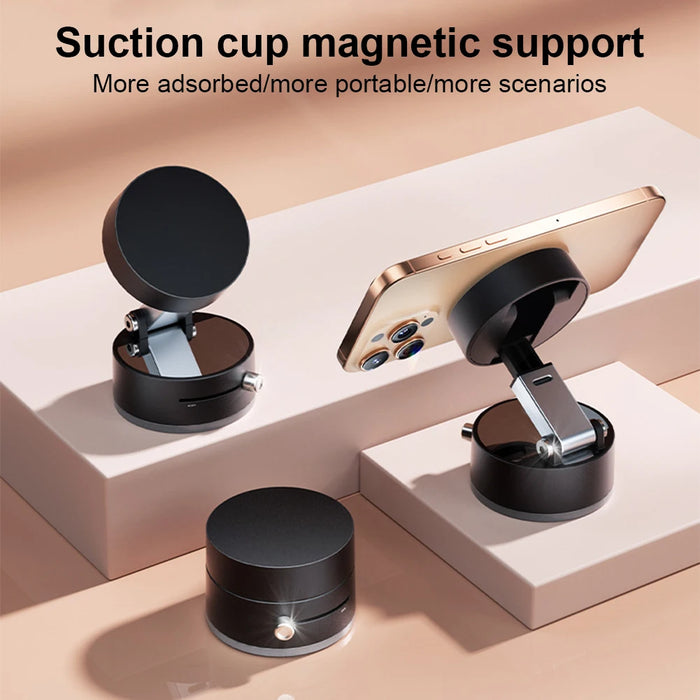 Foldable Magnetic Phone Holder with Suction Cup for iPhone and Android Devices