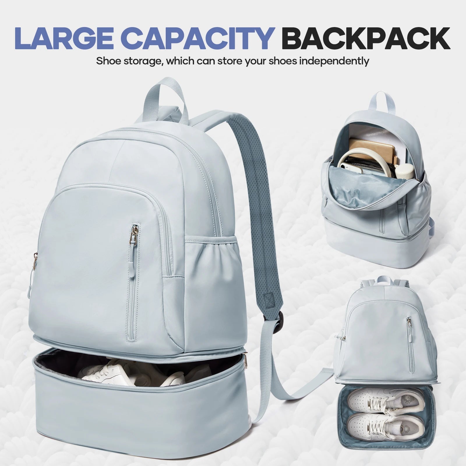 Sports Backpack for Women Men Gym Backpack with Shoe Compartment Foldable Travel Backpack Waterproof Sport Bag for Swimming Yoga