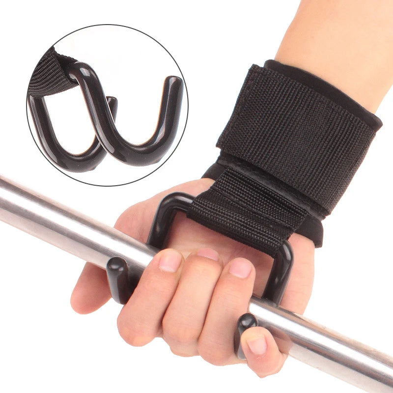 Heavy-Duty Weightlifting Hooks with Wrist Straps