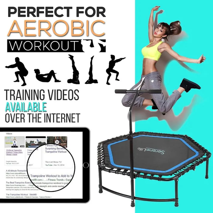 SereneLife 48" Mini Trampoline with Adjustable Handle