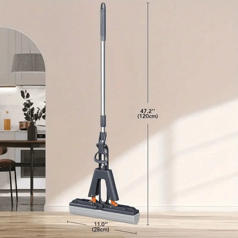 Self-Squeeze Double-Fold Sponge Mop – Absorbent Floor Cleaner