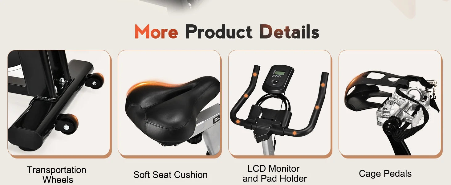 Indoor Exercise Bike with Comfortable Seat Cushion