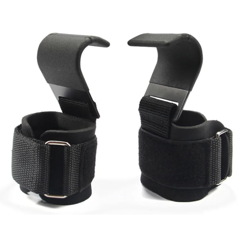 Heavy-Duty Weightlifting Hooks with Wrist Straps