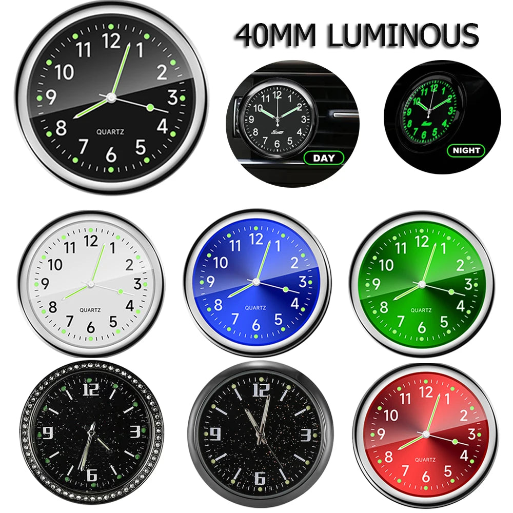 40MM Luminous Car Dashboard Clock – Waterproof Mini Quartz Clock