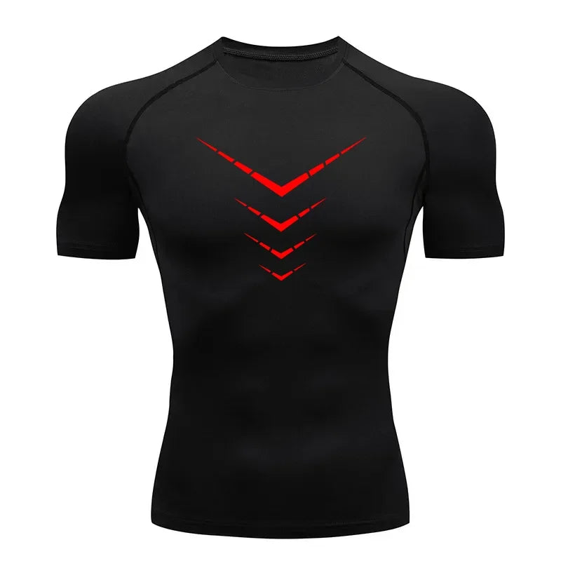 Compression Short Sleeve T-Shirt Men's Running Training Sports Wear Breathable Bodybuilding Top Workout Fitness Clothing