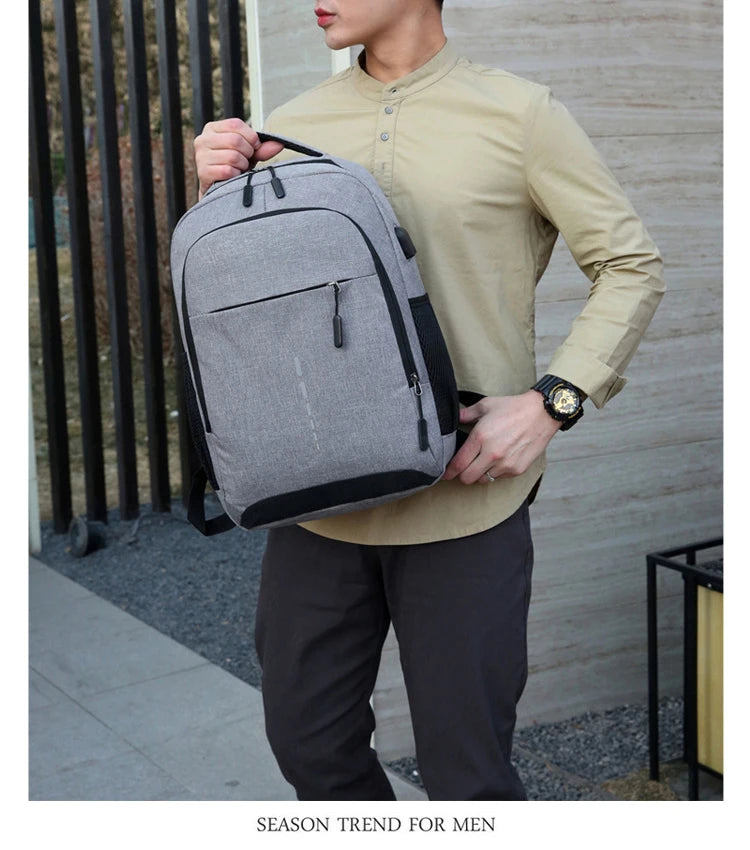 Classic Men Waterproof Backpack USB Charging Casual Travel Backpack Men Large Capacity Travel Laptop Backpack School Bag