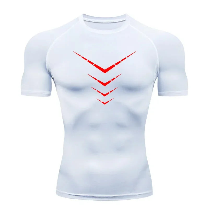 Compression Short Sleeve T-Shirt Men's Running Training Sports Wear Breathable Bodybuilding Top Workout Fitness Clothing
