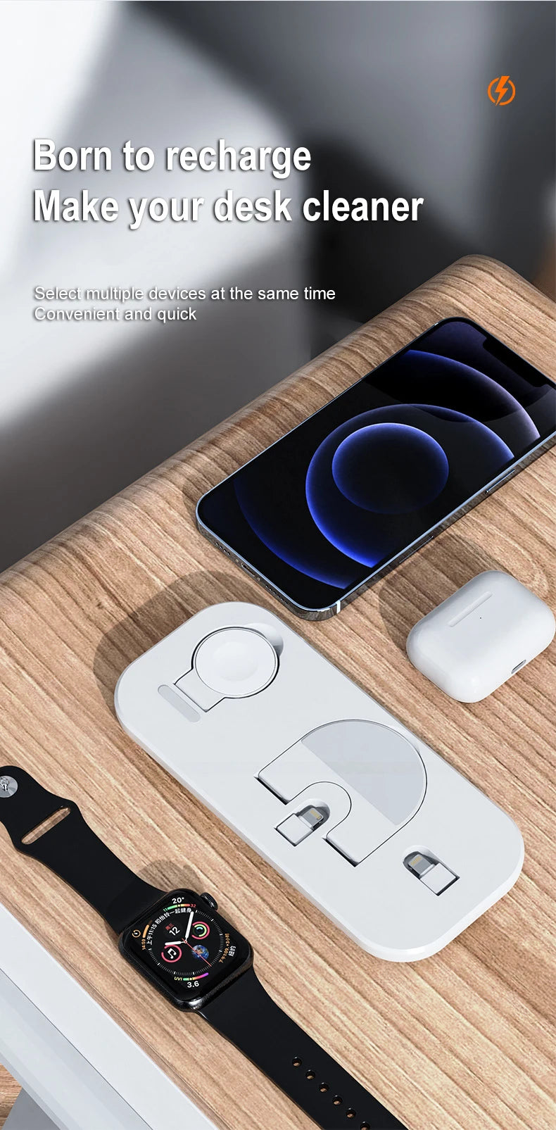 3-in-1 Wireless Charging Station for Apple Devices