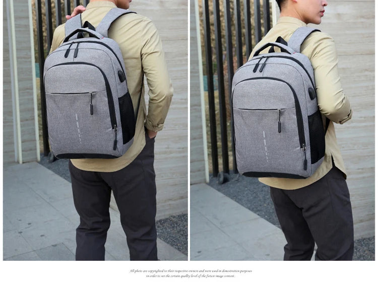 Classic Men Waterproof Backpack USB Charging Casual Travel Backpack Men Large Capacity Travel Laptop Backpack School Bag