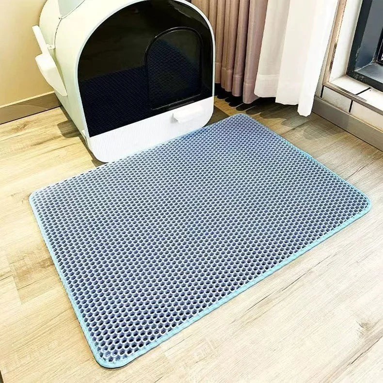 Double Layer Waterproof Cat Litter Mat - Foldable EVA Trapping Carpet