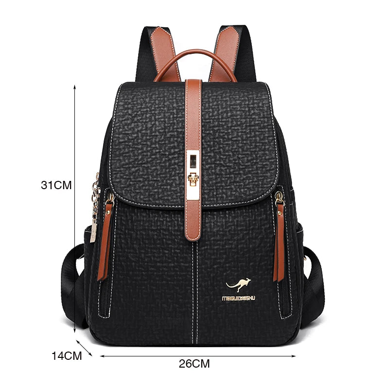 Fashion Backpacks Female High Quality Leather Bagpack for Women Rucksacks Large Capacity School Bag Ladies Travel Bags Mochilas