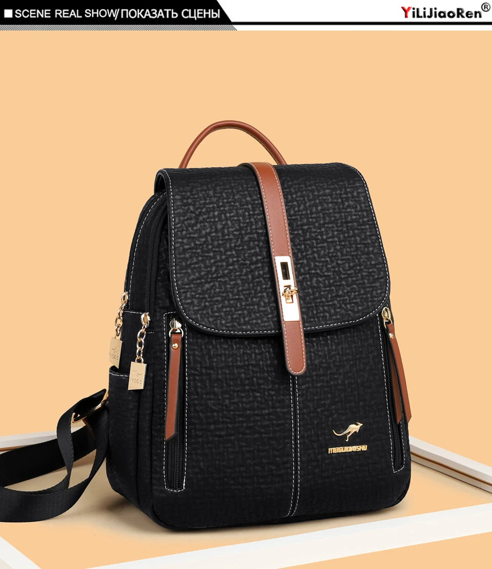 Fashion Backpacks Female High Quality Leather Bagpack for Women Rucksacks Large Capacity School Bag Ladies Travel Bags Mochilas