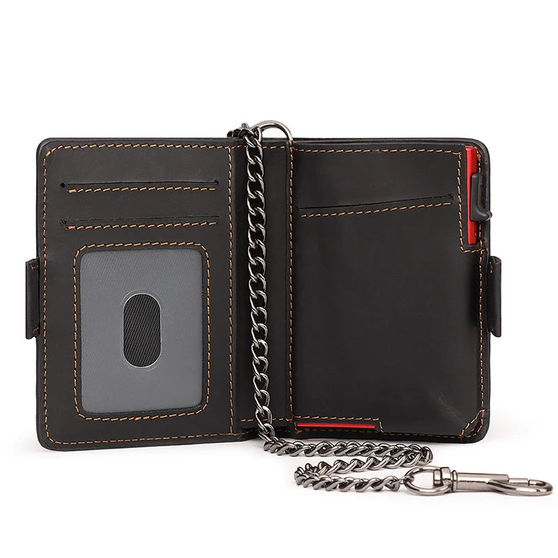 Retro Genuine Leather Airtag Wallet with RFID Blocking