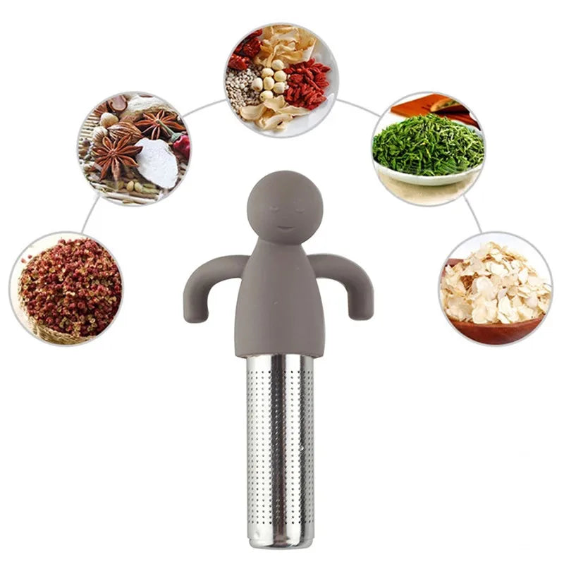 Creative Little Man-Shaped Tea Infuser with Silicone and Stainless Steel