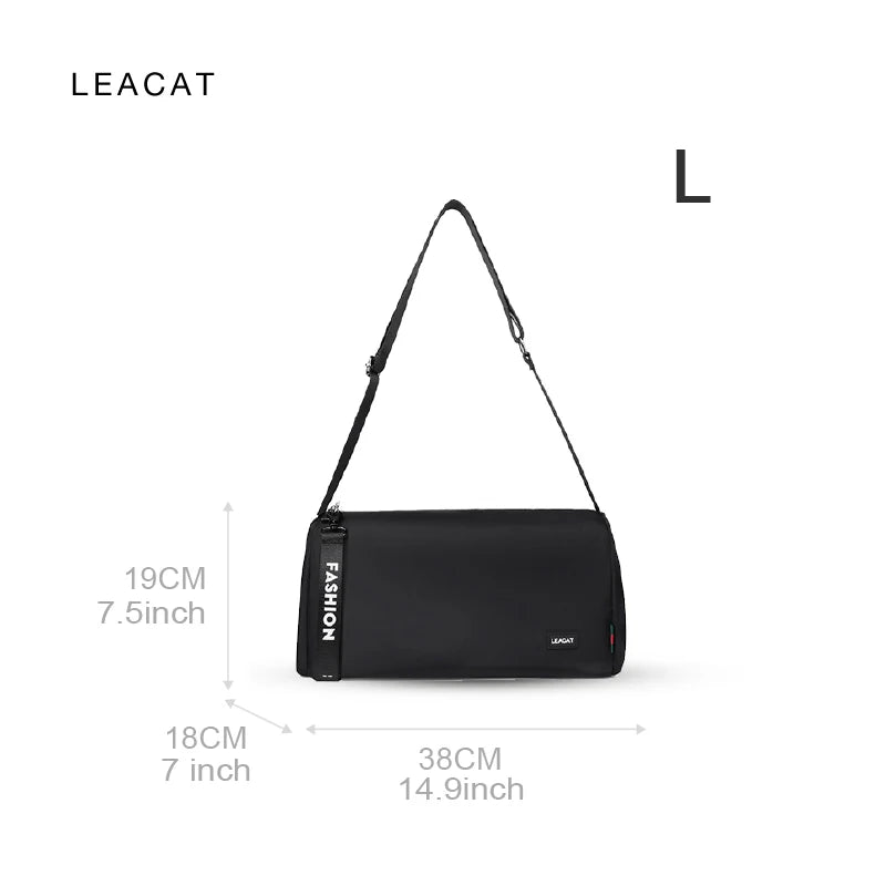 Leacat Men Gym bag Nylon waterproof Sports bag Training Tote bag large capacity Sling bag