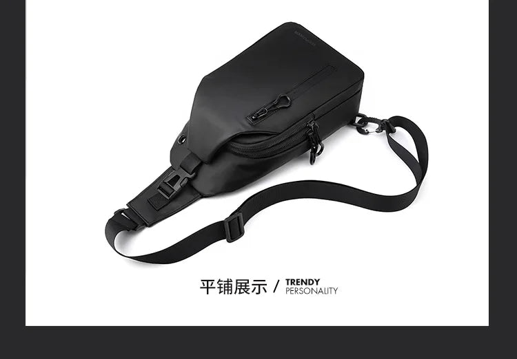 Men’s Waterproof Nylon Crossbody Chest Bag – Casual Anti-Splash Shoulder Sling Backpack