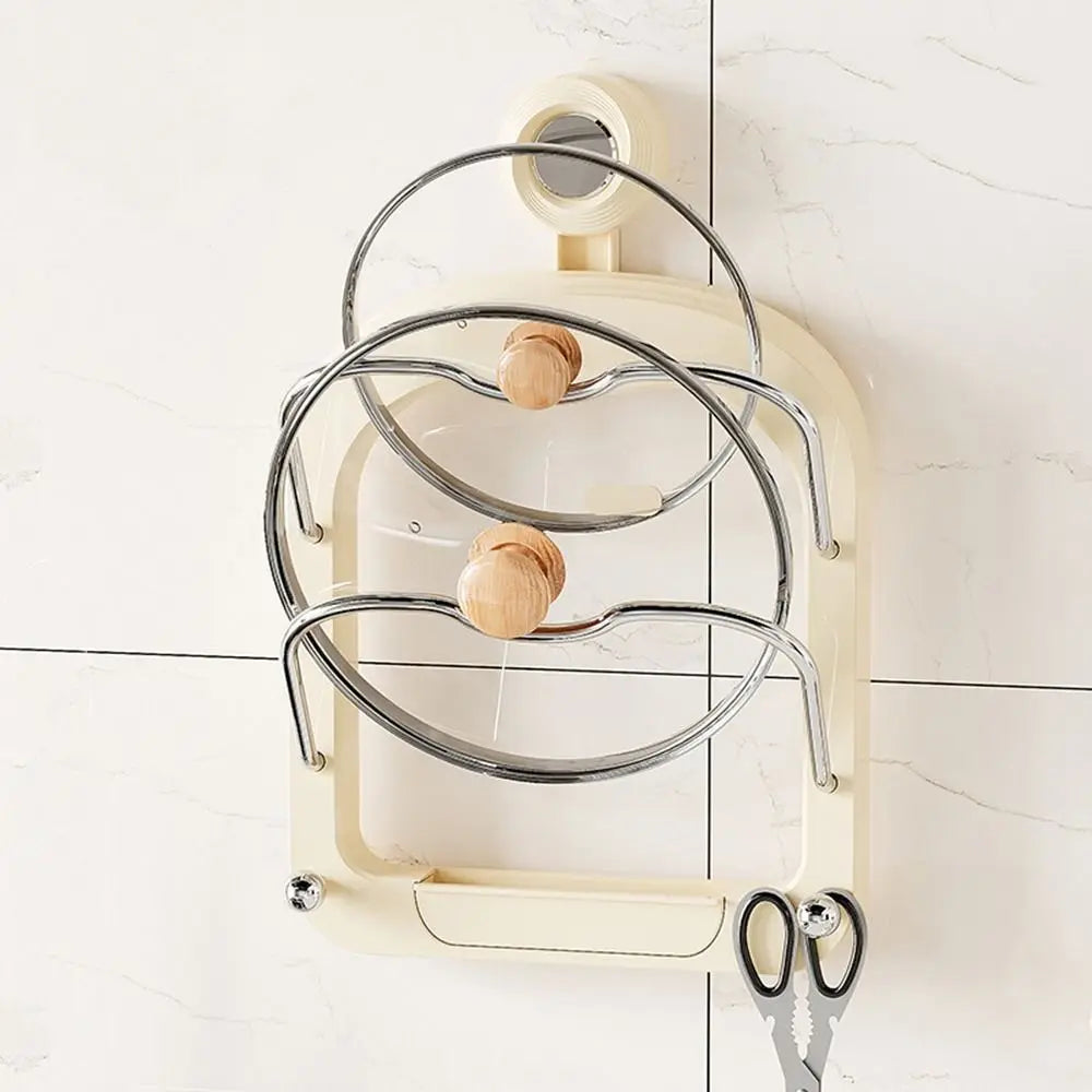 Plastic Suction Cup Pot Lid Rack - Wall Mounted Storage Holder