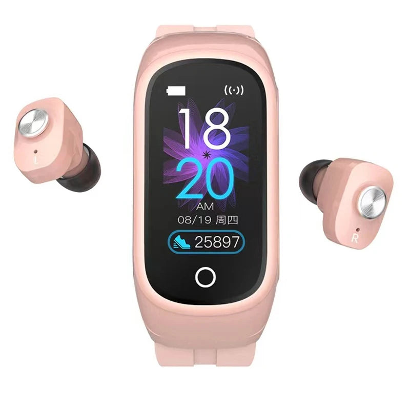 Smartwatch with Built-In Wireless Earbuds