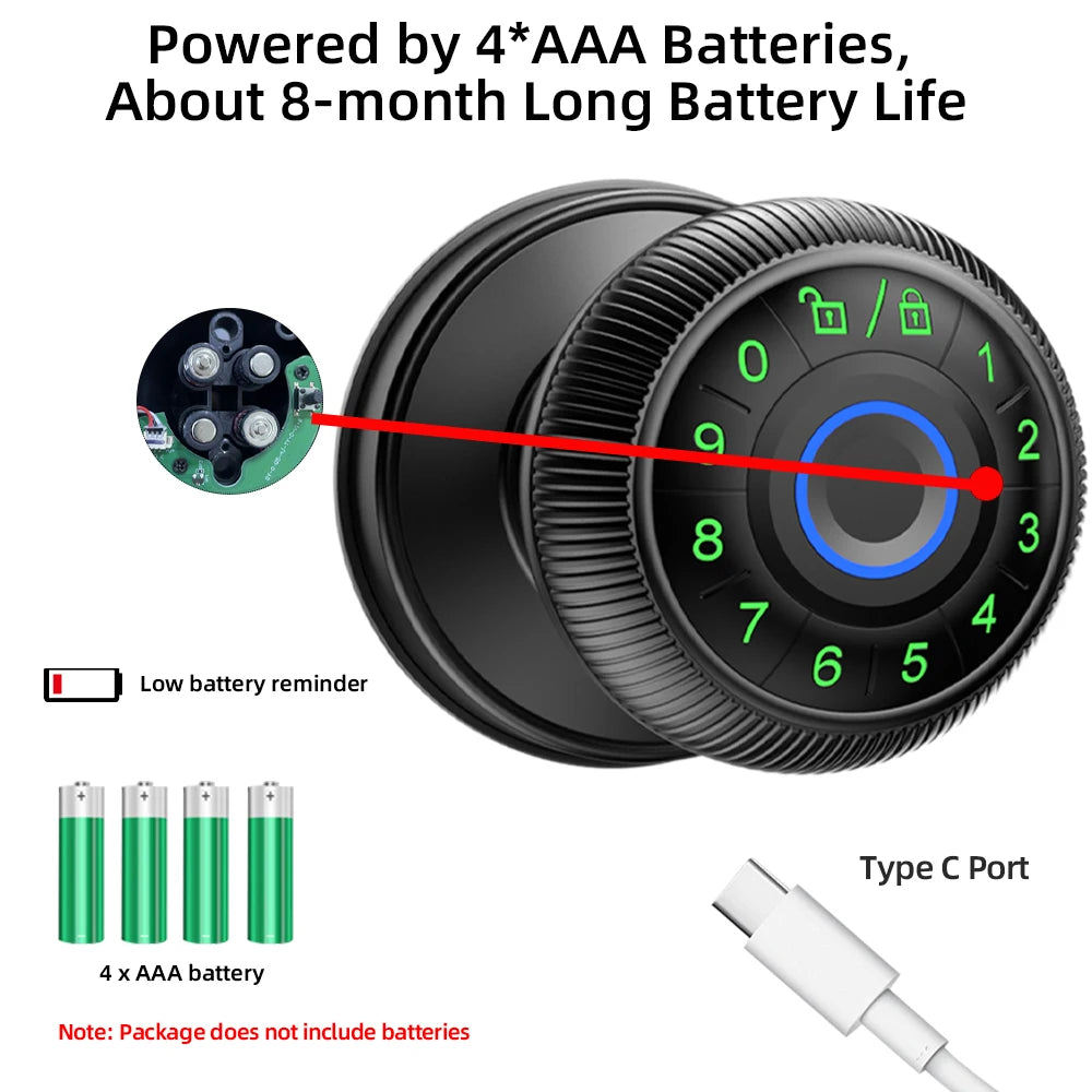 Smart Fingerprint Door Lock with Tuya App Control