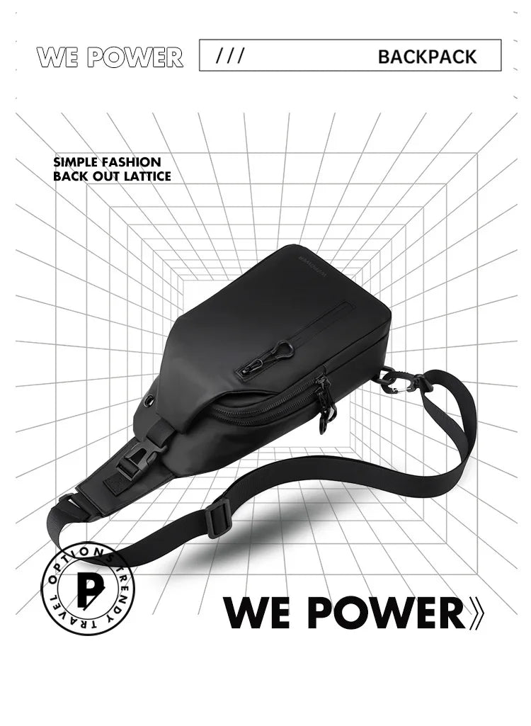 Men’s Waterproof Nylon Crossbody Chest Bag – Casual Anti-Splash Shoulder Sling Backpack