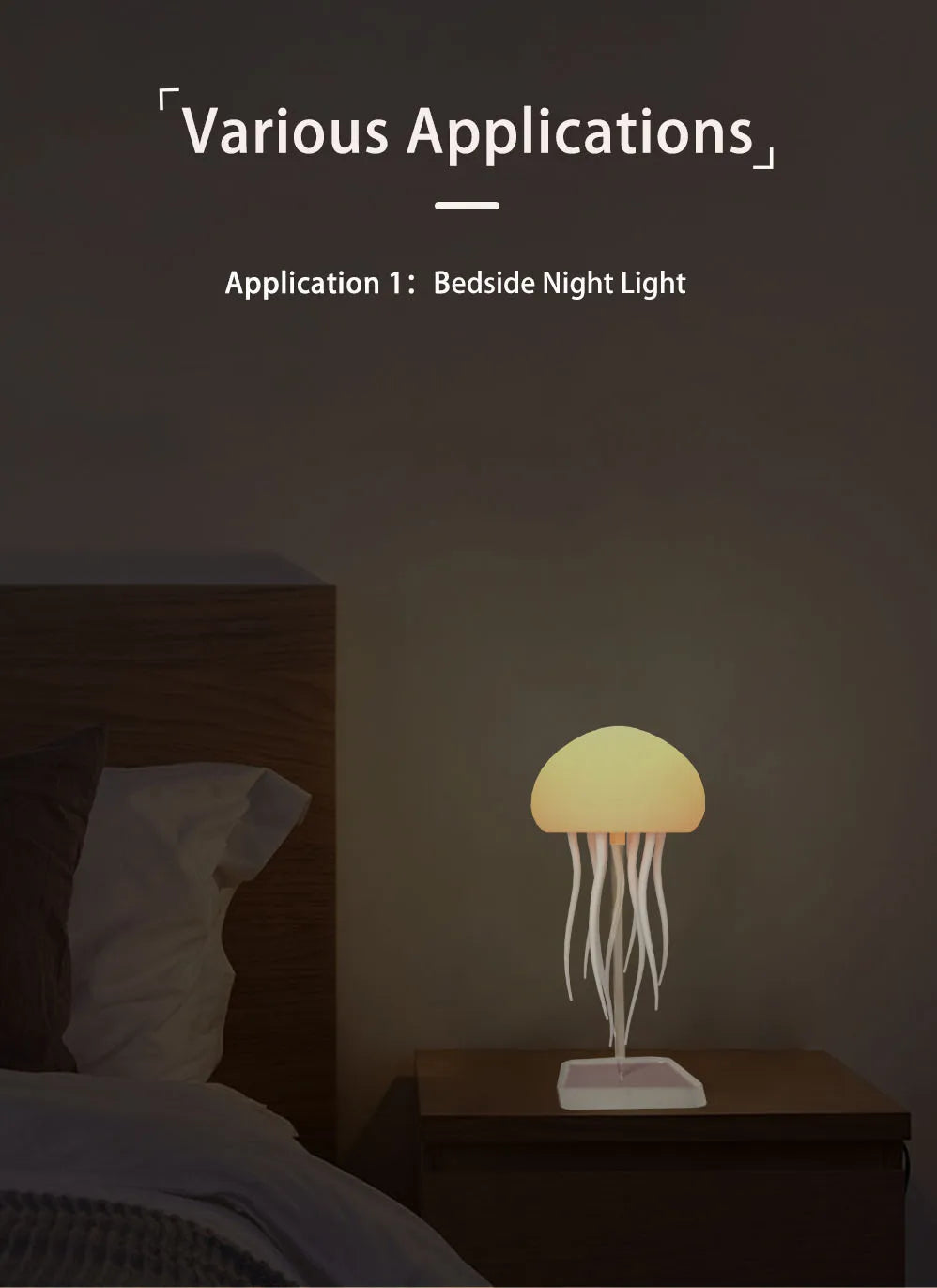 Creative Jellyfish Pendant Light – Voice-Controlled, USB Rechargeable Bedside Lamp