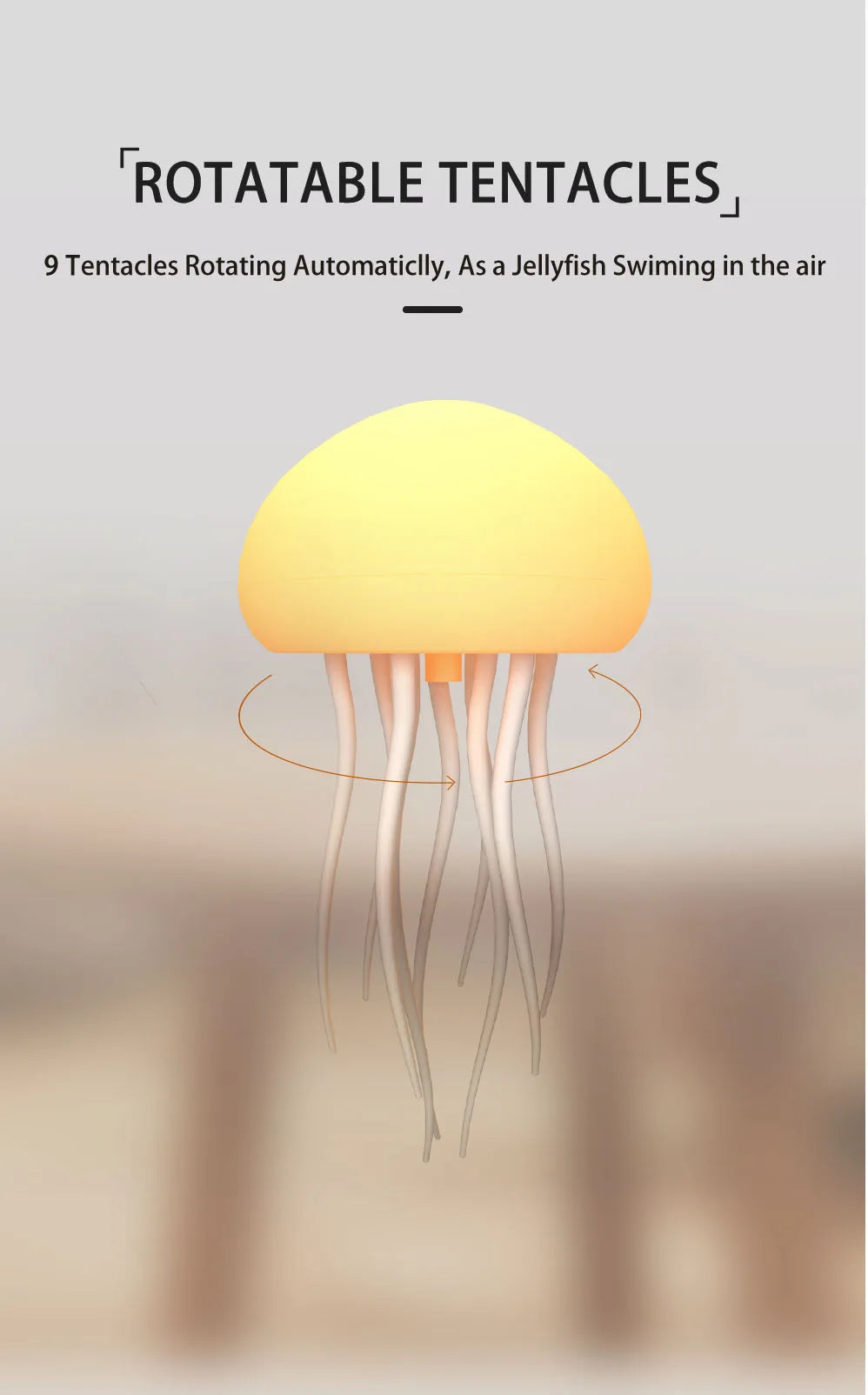 Creative Jellyfish Pendant Light – Voice-Controlled, USB Rechargeable Bedside Lamp