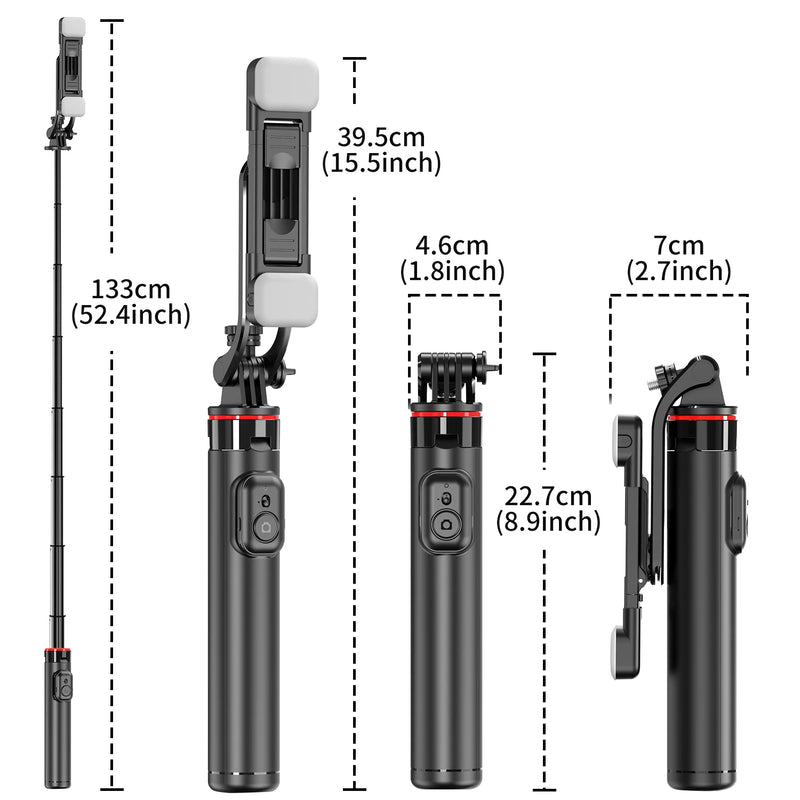 Selfie Stick Tripod with 360° Rotation & Bluetooth