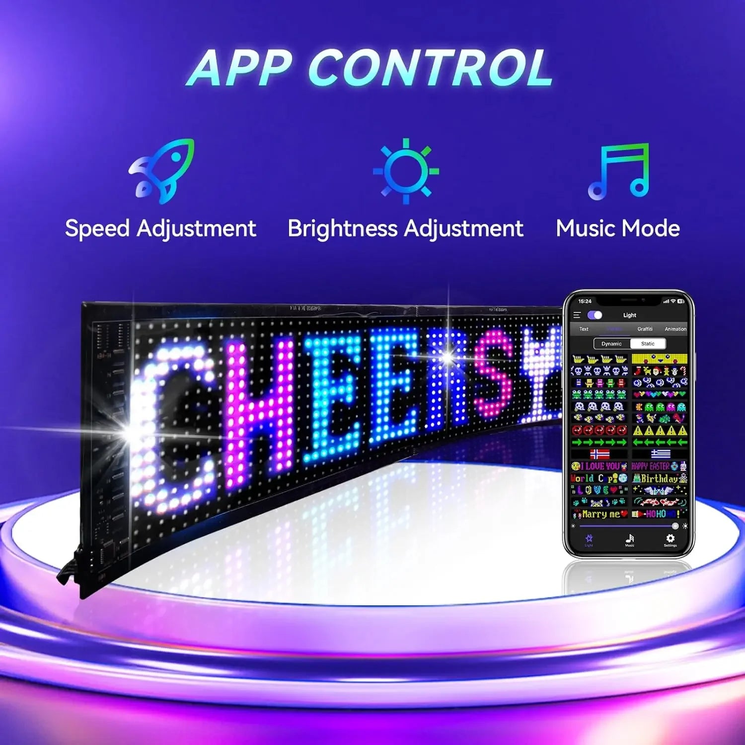 Scrolling LED Matrix Panel – Programmable Flexible Screen for Car, Shop, or Advertisement