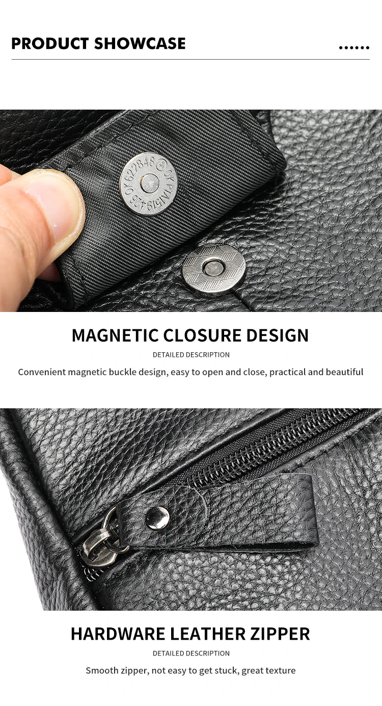 WESTAL Leather Chest Bag Men's Premium Layer Cowhide Chest Cross Bag Trend Shoulder Chest Bag