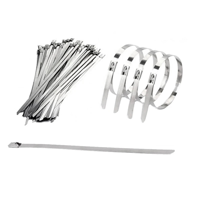 100-Piece Stainless Steel Zip Ties - Heavy Duty Cable Ties for Machinery and More