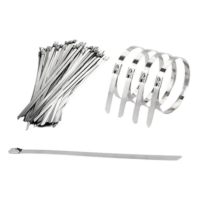 100-Piece Stainless Steel Zip Ties - Heavy Duty Cable Ties for Machinery and More