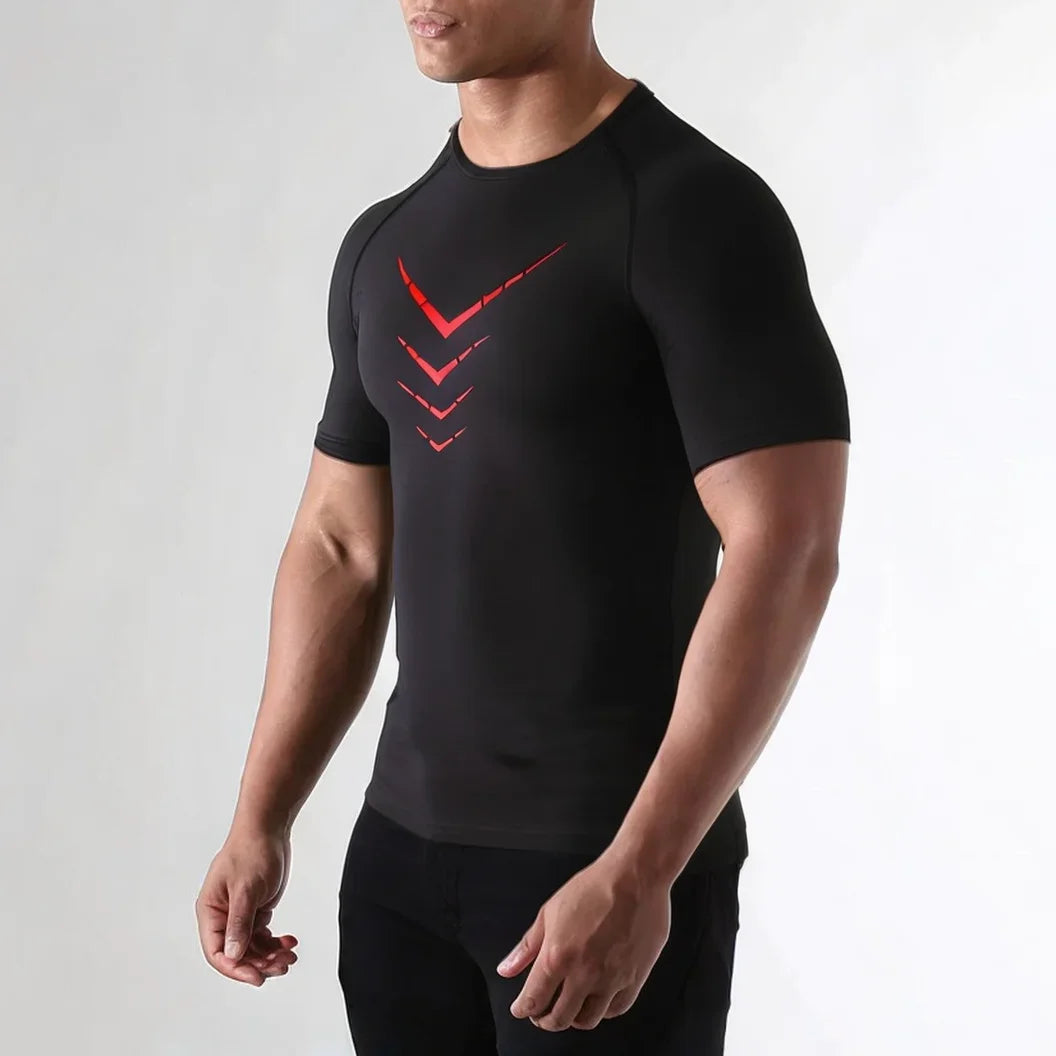 Compression Short Sleeve T-Shirt Men's Running Training Sports Wear Breathable Bodybuilding Top Workout Fitness Clothing