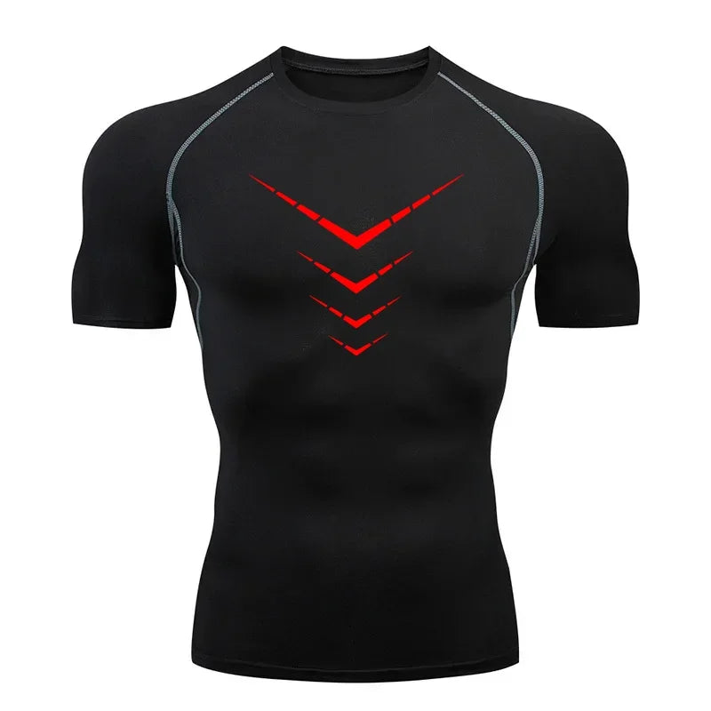 Compression Short Sleeve T-Shirt Men's Running Training Sports Wear Breathable Bodybuilding Top Workout Fitness Clothing