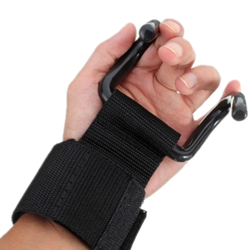 Heavy-Duty Weightlifting Hooks with Wrist Straps