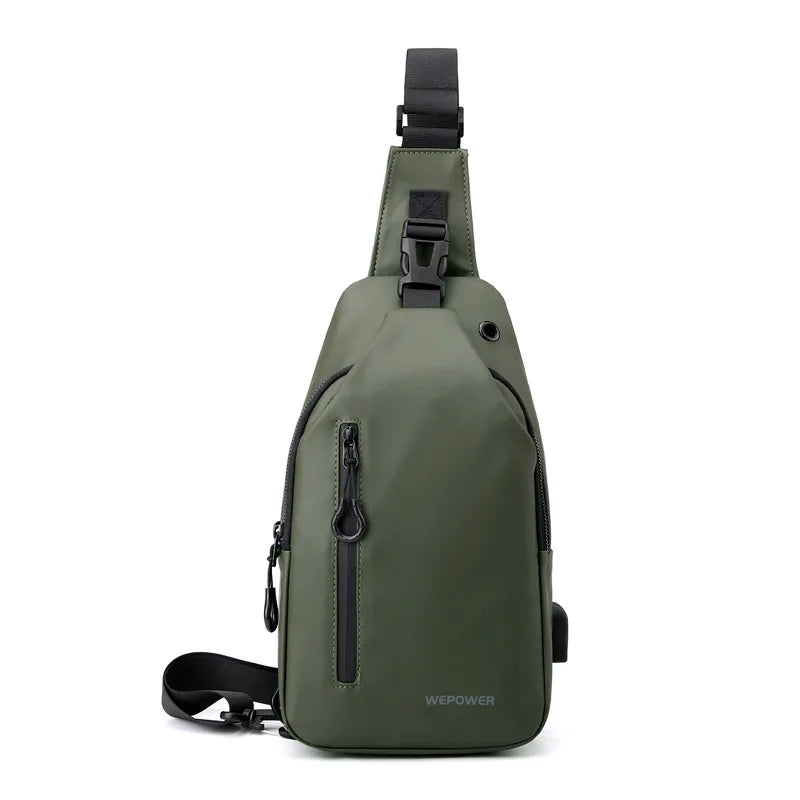 Men’s Waterproof Nylon Crossbody Chest Bag – Casual Anti-Splash Shoulder Sling Backpack