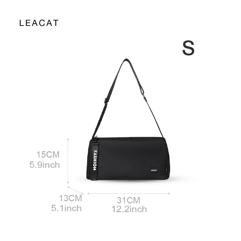 Leacat Men Gym bag Nylon waterproof Sports bag Training Tote bag large capacity Sling bag