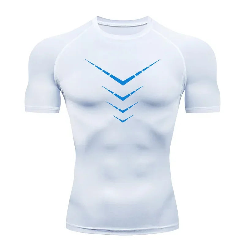Compression Short Sleeve T-Shirt Men's Running Training Sports Wear Breathable Bodybuilding Top Workout Fitness Clothing