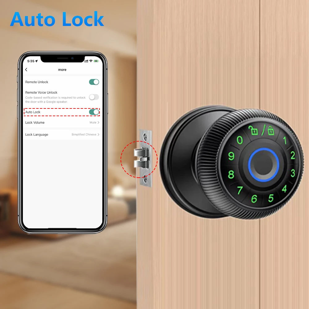 Smart Fingerprint Door Lock with Tuya App Control